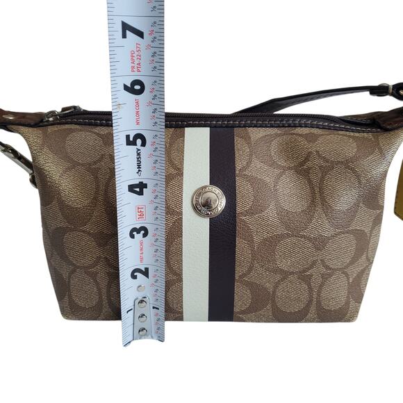 Coach Signature Stripe Coated Canvas Mini Top Handle Bag - Picture 7 of 9